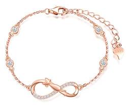 INFINIONLY Damen Armbänder, 925 Sterling silber Armband, Unendlichkeits symbol armbänder mit Süße Katze, dekoriert mit diamanten, herz oder sternen, Roségold, Intarsien Zirkon, Tierelement Armband von INFINIONLY