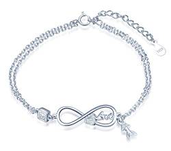 INFINIONLY Damen Mädchen 925 Sterling Silber Armband, Infinite Symbol Armband, Intarsien Zirkon, verstellbare Kette, Valentinstag Weihnachten Geburtstags geschenk von INFINIONLY