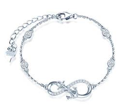 INFINIONLY Damen Mädchen 925 Sterling silber Armbänder, Schmuck-Sets, Anker und Unendlichkeitssymbol Armbänder, Silber, Intarsien Zirkon, Geburtstag Weihnachten Geschenk von INFINIONLY