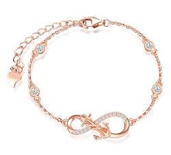 INFINIONLY Damen Mädchen 925 Sterling silber Armbänder, Schmuck-Sets, Anker und Unendlichkeitssymbol Armbänder, roségold, Intarsien Zirkon, Geburtstag Weihnachten Geschenk von INFINIONLY