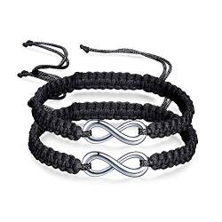 INFINIONLY Damen Mädchen geflochtenes Armband, Edelstahl Unendlichkeit Symbol Armkettchen, Schwarze, Handgefertigt Armschmuck Verstellbar 17-28CM (Insgesamt Zwei) von INFINIONLY