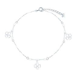 INFINIONLY Damen Silber Armband 925 Silber Durchbrochenes Kleeblatt Fußkettchen Kreatives Ankerkette Verstellbares Mädchen Schmuck Fußkettchen Armband von INFINIONLY