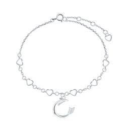 INFINIONLY Damen Silber Armband Kreatives 925 Silber Herz Armbänder Elegantes Verstellbares Ankerkette Mädchen Pfeilspitze Armband Mode Ein Pfeil durch das Herz Armband von INFINIONLY