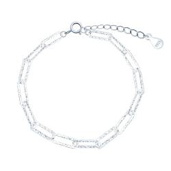 INFINIONLY Damen Silber Armband Kreatives Büroklammer Armbänder Elegante 925 Silber Verstellbares Ankerkette Mädchen Armband von INFINIONLY