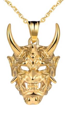 INFINIONLY Herren Damen Edelstahl Halsketten Creative Ghost Mask Anhänger für Jungen Mode Kette für Jungen, Gold von INFINIONLY