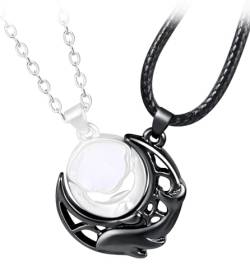 INFINIONLY Herren Damen Mond und Sonne Paar Halskette Kreative Magnetische Pärchen Muscheln Anhänger Mode Teenager Halsreife Kette 2 Stück Ketten mit Anhänger von INFINIONLY