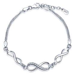 Klassisch Infini Unendlichkeit Symbol Damen Armband, 925 Sterling Silber Armkette, Verstellbar Diamant Armband,Weihnachten Geburtstag geschenk, Silber von INFINIONLY