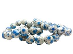 INFINITY GEMS Armband aus natürlichen AAA-blau-weißen K2-Jaspis-Perlen, 6 mm, Edelstein, dehnbares Armband | 7–7,5 Zoll Länge | Unisex-Armband | Armband aus runden Perlen | Männer/Frauen von INFINITY GEMS