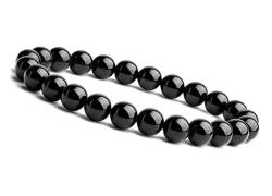 INFINITY GEMS Natürlicher AAA-Schwarzer Onyx 6 mm Edelstein Stretch-Armband | 7-7,5 Zoll Länge | Unisex-Armband | Armband mit runden Perlen | Männer/Frauen von INFINITY GEMS