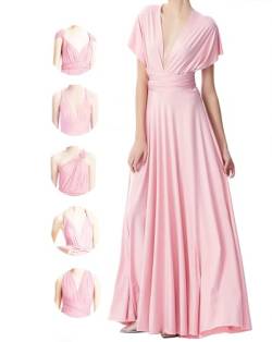 Unendlichkeitskleid für Damen, Brautjungfern, Hochzeitsgäste, Übergröße, Wickelkleid, lang, Maxi, wandelbar, vielseitig tragbar, Blush Pink, Einheitsgröße von INFIWING