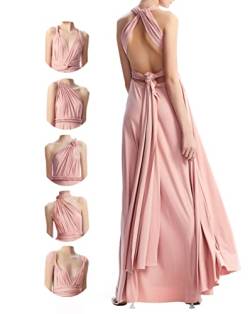 Unendlichkeitskleid für Damen, Brautjungfern, Hochzeitsgäste, Übergröße, Wickelkleid, lang, Maxi, wandelbar, vielseitig tragbar, Dusty Rose, Einheitsgröße von INFIWING