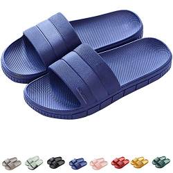 INFLATION Sommer Streifen Hausschuhe Indoor-Haus Anti-Rutsch Dusche Badeschuhe Schlappen rutschfest Pantoffeln Gartenschuhe Home Slippers Damen Plastik Schuhe Sandaeln- Gr. 42/43 EU Navyblau von INFLATION