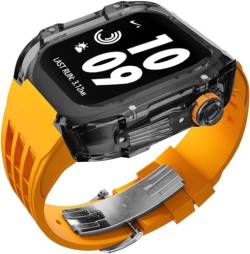 INFRI 44 mm, 45 mm, transparentes Gummi-Armband mit Verschluss, hartes PC-Uhrengehäuse, Fluorelastomer-Band, Mod-Kit, für Apple Watch 8, 7, 6, 5, 4, SE-Serie, Ersatzzubehör (Farbe: Stil 04, Größe: 44 von INFRI
