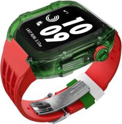 INFRI 44 mm, 45 mm, transparentes Gummi-Armband mit Verschluss, hartes PC-Uhrengehäuse, Fluorelastomer-Band, Mod-Kit, für Apple Watch 8, 7, 6, 5, 4, SE-Serie, Ersatzzubehör (Farbe: Stil 11, Größe: 45 von INFRI