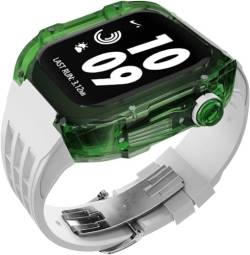 INFRI 44 mm, 45 mm, transparentes Gummi-Armband mit Verschluss, hartes PC-Uhrengehäuse, Fluorelastomer-Band, Mod-Kit, für Apple Watch 8, 7, 6, 5, 4, SE-Serie, Ersatzzubehör (Farbe: Stil 12, Größe: 44 von INFRI