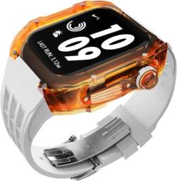 INFRI 44 mm, 45 mm, transparentes Gummi-Armband mit Verschluss, hartes PC-Uhrengehäuse, Fluorelastomer-Band, Mod-Kit, für Apple Watch 8, 7, 6, 5, 4, SE-Serie, Ersatzzubehör (Farbe: Stil 15, Größe: 49 von INFRI