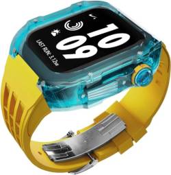 INFRI 44 mm, 45 mm, transparentes Gummi-Armband mit Verschluss, hartes PC-Uhrengehäuse, Fluorelastomer-Band, Mod-Kit, für Apple Watch 8, 7, 6, 5, 4, SE-Serie, Ersatzzubehör (Farbe: Stil 19, Größe: 45 von INFRI