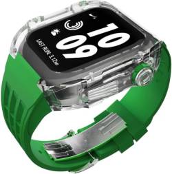 INFRI 44 mm, 45 mm, transparentes Gummi-Armband mit Verschluss, hartes PC-Uhrengehäuse, Fluorelastomer-Band, Mod-Kit, für Apple Watch 8, 7, 6, 5, 4, SE-Serie, Ersatzzubehör (Farbe: Stil 21, Größe: 49 von INFRI