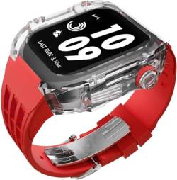 INFRI 44 mm, 45 mm, transparentes Gummi-Armband mit Verschluss, hartes PC-Uhrengehäuse, Fluorelastomer-Band, Mod-Kit, für Apple Watch 8, 7, 6, 5, 4, SE-Serie, Ersatzzubehör (Farbe: Stil 24, Größe: 49 von INFRI