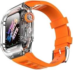 INFRI 44 mm 45 mm transparente Abdeckung Uhrengehäuse Gummiband Mod Kit für Apple Watch 8 7 6 5 4 SE Serie, transparentes Uhrengehäuse, sportliches atmungsaktives Armband, Ersatzzubehör, 44MM, Achat von INFRI