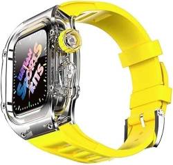 INFRI 44 mm 45 mm transparente Abdeckung Uhrengehäuse Gummiband Mod Kit für Apple Watch 8 7 6 5 4 SE Serie, transparentes Uhrengehäuse, sportliches atmungsaktives Armband, Ersatzzubehör, 45 mm, Achat von INFRI