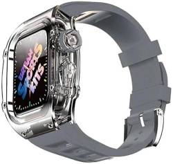 INFRI 44 mm 45 mm transparente Abdeckung Uhrengehäuse Gummiband Mod Kit für Apple Watch 8 7 6 5 4 SE Serie, transparentes Uhrengehäuse, sportliches atmungsaktives Armband, Ersatzzubehör, 45 mm, Achat von INFRI