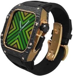 INFRI 45 mm Kohlefaser-Uhrengehäuse, Gummiband, für Apple Watch Ultra 8 7 Serie, Ersatzzubehör, Sportarmbänder, Uhrengehäuse, Metallkrone, Karbonfaser-Lünette, Mod-Kit, 45 mm, Achat von INFRI