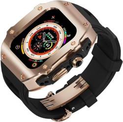 INFRI Edelstahl-Uhrengehäuse, Gummiband, für Apple Watch 49 mm, RM-Metall-Watych-Gehäuse, Sportarmband-Modifikationsset, für iWatch Ultra 8 Upgrade-Zubehör (Farbe: F, Größe: für 49 mm) von INFRI