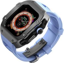 INFRI Edelstahl-Uhrengehäuse, Gummiband, für Apple Watch 49 mm Ersatz, RM-Metall-Watych-Gehäuse, Sportband-Modifikationsset, für iWatch Ultra 8 Upgrade-Zubehör (Farbe: B, Größe: für 49 mm) von INFRI