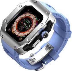 INFRI Edelstahl-Uhrengehäuse, Gummiband, für Apple Watch 49 mm Ersatz, RM-Metall-Watych-Gehäuse, Sportband-Modifikationsset, für iWatch Ultra 8 Upgrade-Zubehör (Farbe: L, Größe: für 49 mm) von INFRI