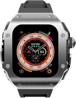 INFRI Edelstahl-Uhrengehäuse, Gummiband, für Apple Watch Serie 9, 8, 7, 6, 5, 4, SE, Ersatz-Uhrengehäuse, Verschluss, Mod Kit, für iWatch Serie 45 mm, 44 mm Zubehör, 49 mm, Achat von INFRI