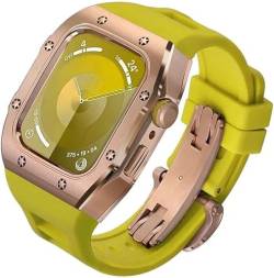 INFRI Edelstahl-Uhrengehäuse, Silikonarmband, für Apple Watch Serie 45 mm, 44 mm, Sport-Gummiband, Metallverschluss, Upgrade-Kit, für iWatch 9, 8, 7, 6, 5, 4, SE, Ersatzzubehör, 45 mm, Achat von INFRI
