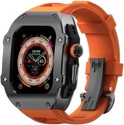 INFRI Edelstahl-Uhrengehäuse + Fluorkautschukband RM-Konvertierungsset, für Apple Watch Ultra 8, 49 mm, Metalllünette, Kronenabdeckung, Fluorkautschuk-Armband, Uhrengehäuse, Mod Kit, For Ultra 49MM, von INFRI