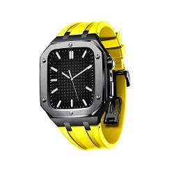 INFRI Silikon-Armband, stoßfest, militärisches Metallgehäuse für Apple Watch 45 mm, 44 mm, Mod Kit-Zubehör, Metall-Schutzhülle mit Silikonband für iWatch Serie 7 6, 44MM FOR 6/5/4/SE, Achat von INFRI