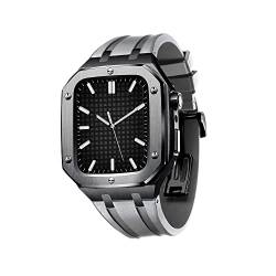 INFRI Silikon-Armband, stoßfest, militärisches Metallgehäuse für Apple Watch 45 mm, 44 mm, Mod Kit-Zubehör, Metall-Schutzhülle mit Silikonband für iWatch Serie 7 6, 45MM FOR 7, Achat von INFRI