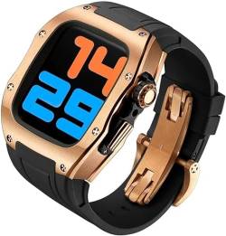 INFRI Titan-Uhrengehäuse, Gummiband, Mod-Kit, für Apple Watch 45 mm, 44 mm, Herren-RM-Metall-Lünette, Sportarmband, für iWatch Serie 8/7/6/5/4/SE, Ersatzzubehör (Farbe: I, Größe: 45 mm) von INFRI