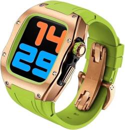 INFRI Titan-Uhrengehäuse, Gummiband, Mod-Kit, für Apple Watch 45 mm, 44 mm, Herren-RM-Metall-Lünette, Sportarmband, für iWatch Serie 8/7/6/5/4/SE, Ersatzzubehör (Farbe: L, Größe: 45 mm) von INFRI