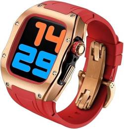 INFRI Titan-Uhrengehäuse, Gummiband, Mod-Kit, für Apple Watch 45 mm, 44 mm, Herren-RM-Metall-Lünette, Sportarmband, für iWatch Serie 8/7/6/5/4/SE, Ersatzzubehör (Farbe: N, Größe: 45 mm) von INFRI