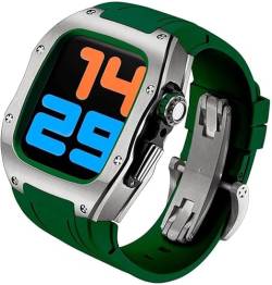 INFRI Titan-Uhrengehäuse, Gummiband, Mod-Kit, für Apple Watch 45 mm, 44 mm, Herren-RM-Metall-Lünette, Sportarmband, für iWatch Serie 8/7/6/5/4/SE, Ersatzzubehör (Farbe: S, Größe: 44 mm) von INFRI