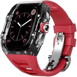 INFRI Transparentes Uhrengehäuse, Mod-Kit, für Apple Watch 45 mm, 44 mm, Gummi-Uhrenarmband und Edelstahl-Verschluss, Uhrengehäuse, für iWatch SE 8, 7, 6, 5, 4 Serie, Uhrenzubehör, For 44mm, Achat von INFRI