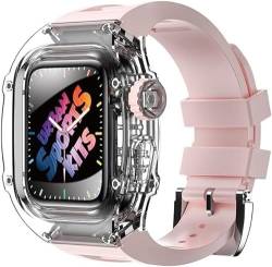 INFRI Transparentes Uhrengehäuse, Silikon-Uhrenarmband, für Apple Watch 8, 7, 6, 5, 4, SE-Serie, Sportuhrenarmband, Mod-Kit, für iWatch 44 mm, 45 mm, Ersatzzubehör, 44mm, Achat von INFRI