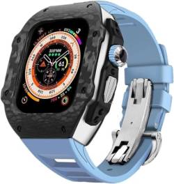 INFRI Uhrenarmband aus Karbonfaser, Gummiband, für Apple Watch 9, 8, 7, 6, 5, 4 SE, Ersatz-Uhrengehäuse, Uhrenarmband, Mod-Kit, für iWatch Serie 45 mm, 44 mm, 49 mm Zubehör, 49 mm, Achat von INFRI