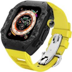INFRI Uhrenarmband aus Karbonfaser, Gummiband, für Apple Watch 9, 8, 7, 6, 5, 4 SE, Ersatz-Uhrengehäuse, Uhrenarmband, Mod-Kit, für iWatch Serie 45 mm, 44 mm, 49 mm Zubehör, 49 mm, Achat von INFRI