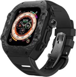 INFRI Uhrenarmband aus Karbonfaser, Gummiband, für Apple Watch 9, 8, 7, 6, 5, 4 SE, Ersatz-Uhrengehäuse, Uhrenarmband, Mod-Kit, für iWatch Serie 45 mm, 44 mm, 49 mm Zubehör, 49 mm, Achat von INFRI