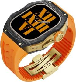 INFRI Uhrengehäuse aus Karbonfaser, Fluorkautschuk-Band, Mod-Kit, für Apple Watch Serie Ultra 2, 49 mm, Ersatzzubehör, für Herren und Damen, im RM-Stil, 49 mm, Achat von INFRI