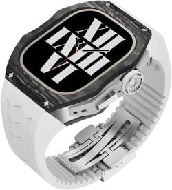 INFRI Uhrengehäuse aus Karbonfaser, Fluorkautschuk-Band, Mod-Kit, für Apple Watch Serie Ultra 2, 49 mm, Ersatzzubehör, für Herren und Damen, im RM-Stil, 49 mm, Achat von INFRI