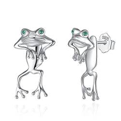 INFUSEU Frosch Ohrringe, 925 Sterling Silber Ohrstecker Tierliebhaber Grün Ohrringe Geschenk Für Sie Frauen von INFUSEU