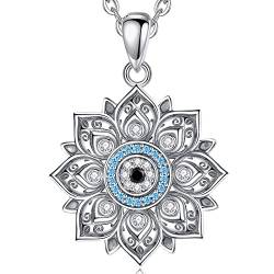 INFUSEU Wikinger Böses Auge Kette, Mond Stern Sonne Rad 925 Sterling Silber Hexer Schmuck Amulett Schild Hexe Anhänger Schutz Rune Schmuck für Frauen Männer von INFUSEU