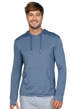 Herren Performance UPF 50+ UV/Sonnenschutz Hoodie T-Shirt Langarm mit Taschen SPF Shirt Laufen Wandershirt, Marineblau, L von INGEAR