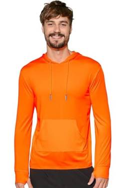 Herren Performance UPF 50+ UV/Sonnenschutz Hoodie T-Shirt Langarm mit Taschen SPF Shirt Laufen Wandershirt, Neon-Orange, XX-Large von INGEAR